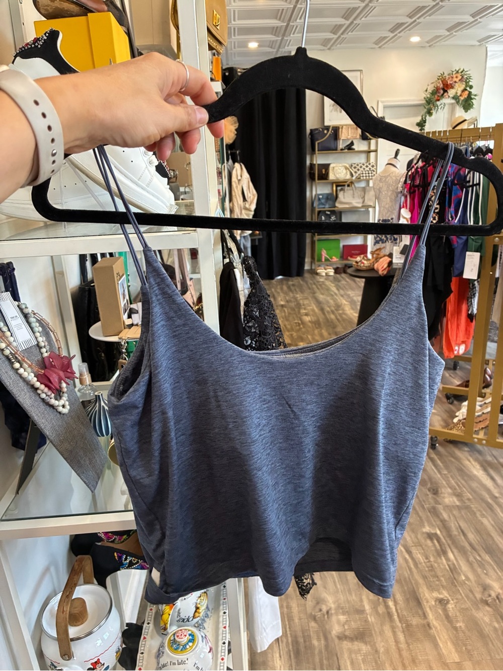 Vuori Women’s Charcoal Gray/steel blue Tank Crop Top